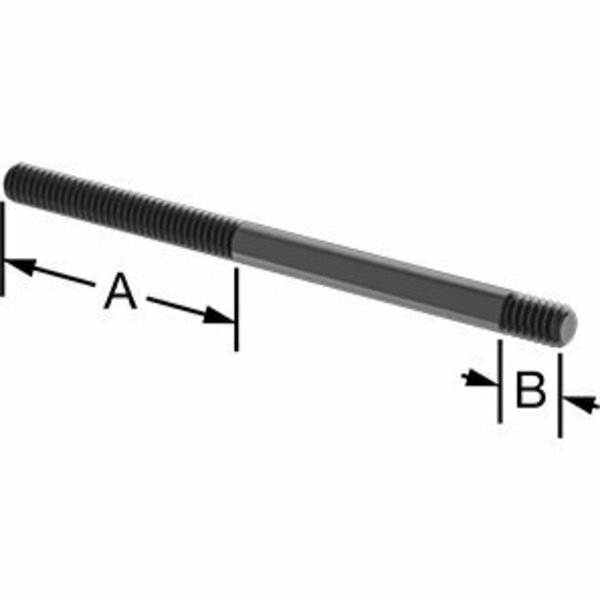 Bsc Preferred Black-Oxide ST Threaded on Both Ends Stud 1/4-20 Thread Size 4 Long 1-3/4 and 3/8 Long Threads 91025A558